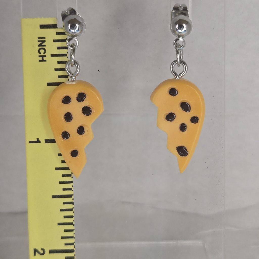 Hand Crafted Orange And Black Cookie Earrings 6$